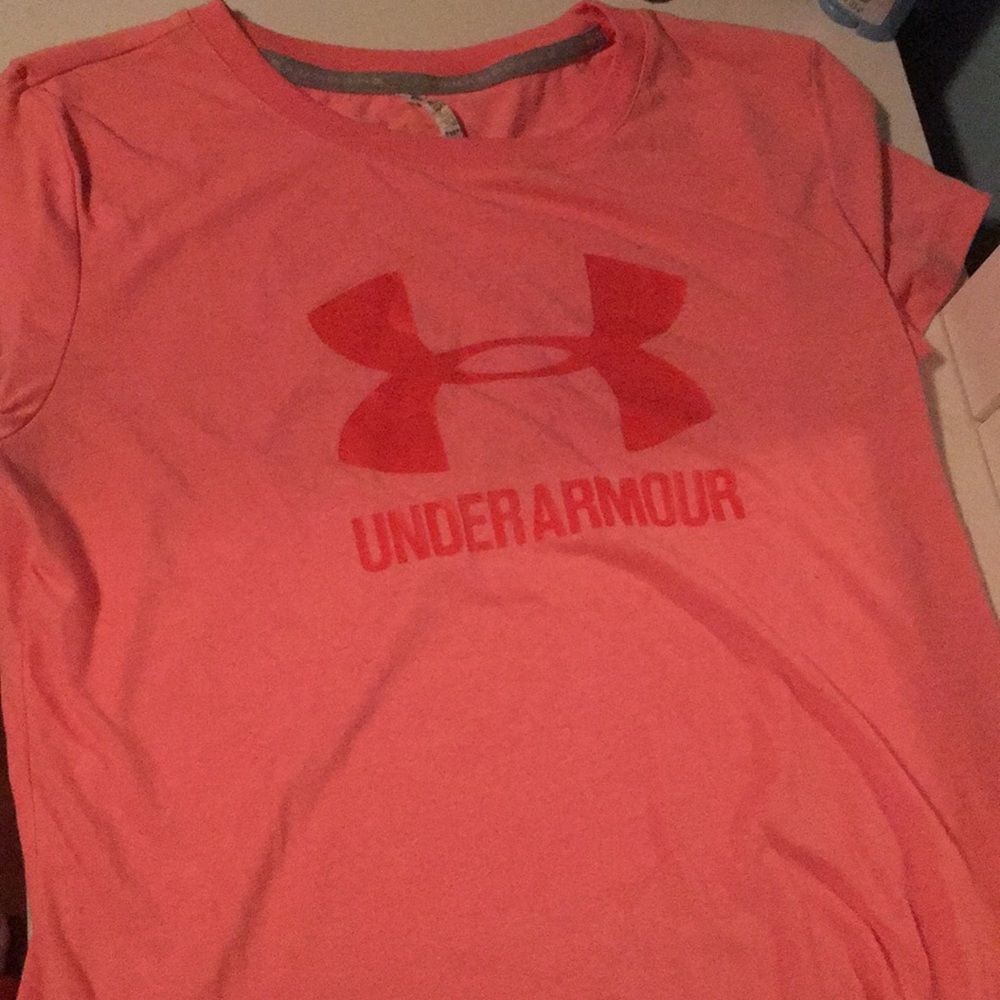 Orange Under Armour workout shirt